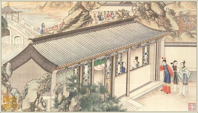 Scene from Dream of the Red Chamber painted by Sun Wen 孙温.