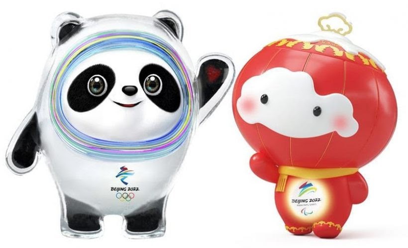 Beijing Olympics 2020 mascots Bing Dwen Dwen panda and Shuey Rhon Rhon 820x500