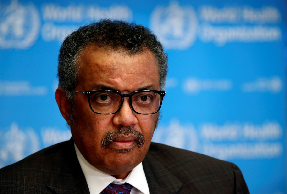 Tedros Adhanom Ghebreyesus attends a news conference on the situation of the coronavirus (COVID-2019), in Geneva, Switzerland.