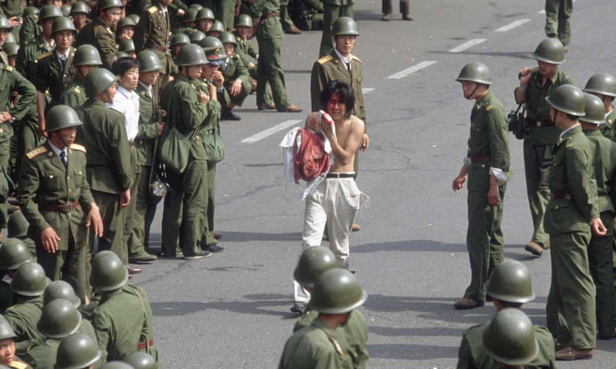 Tiananmen protester in Square Photograph Jacques Langevin Corbis Sygma