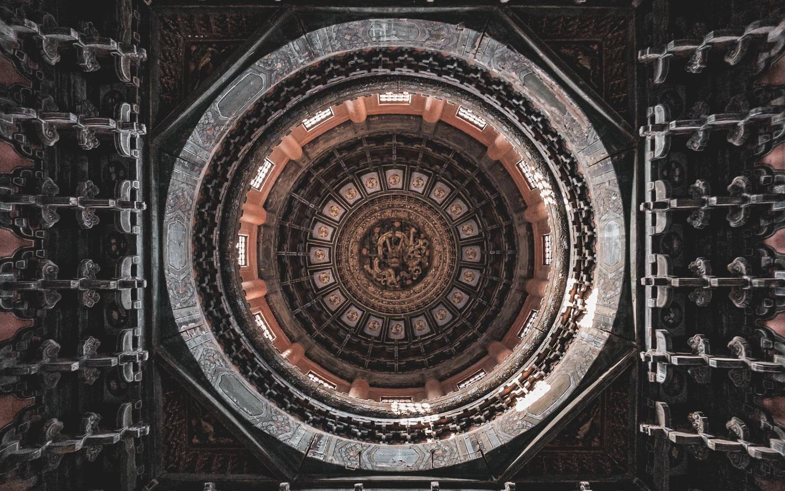 Dragon ceiling at the Palace Museum of China in Beijing.