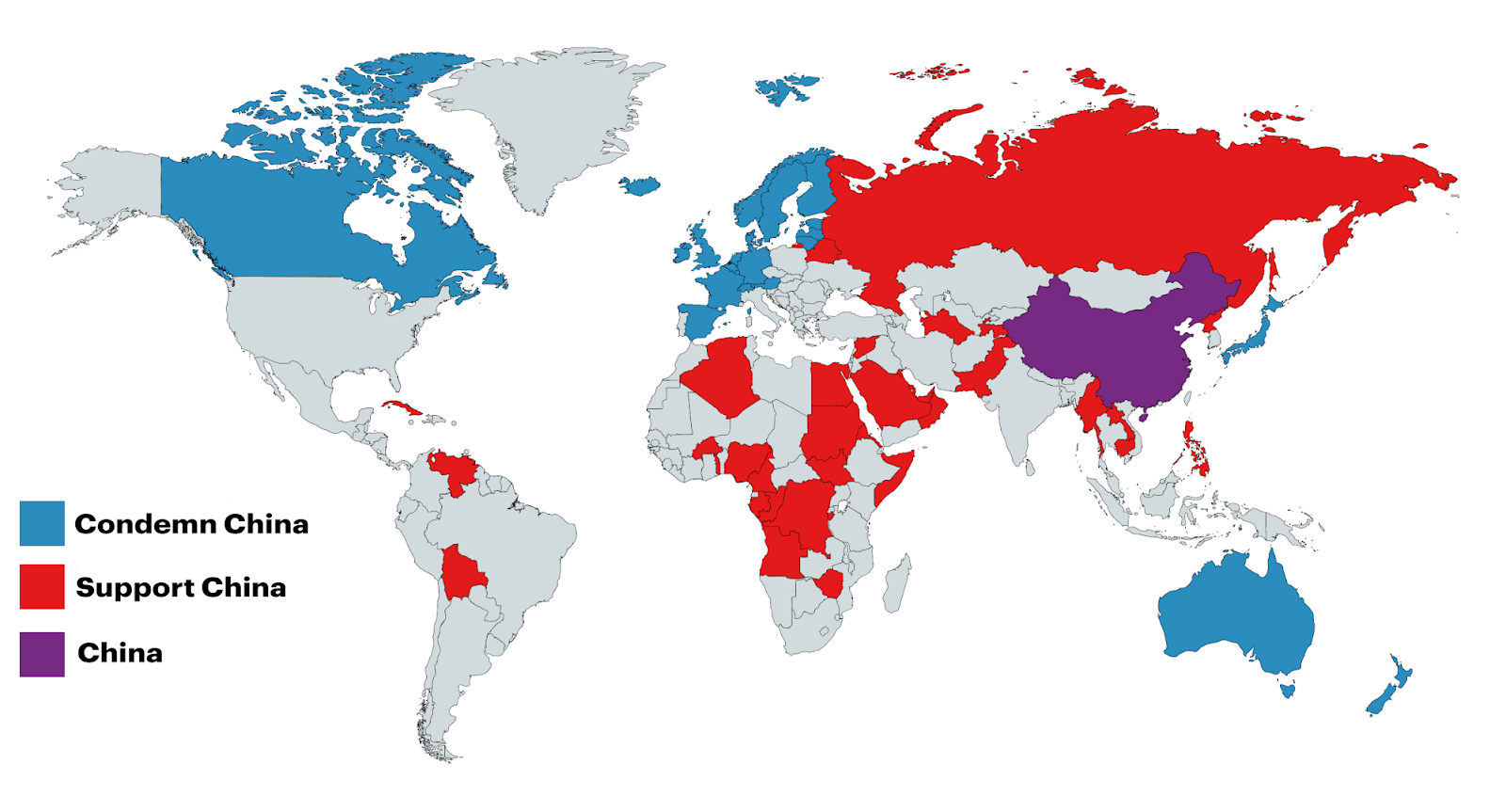 support condem china re xinjiang map