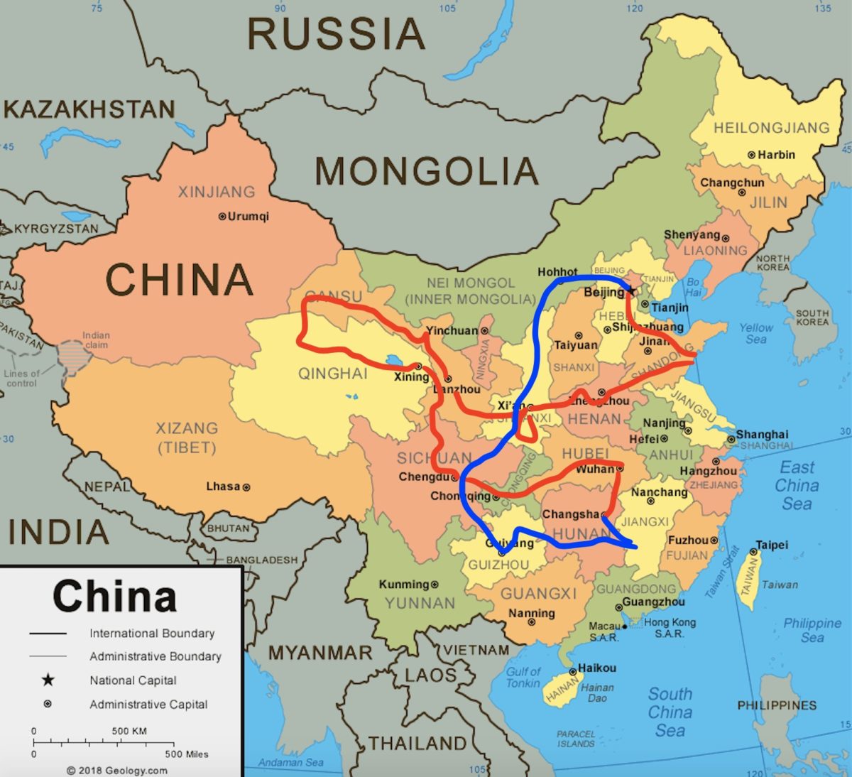 Map of China - Mads's trip