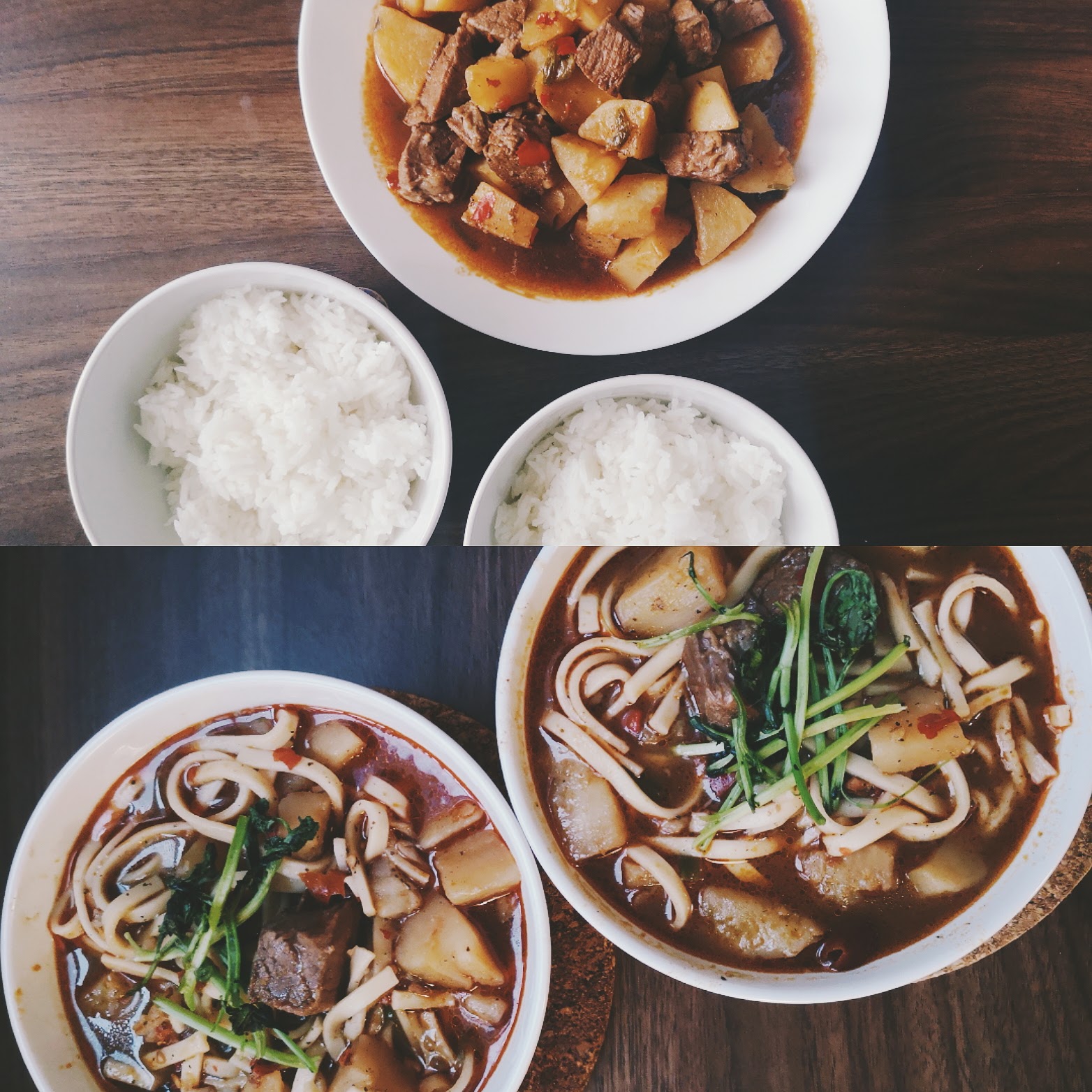 Potatoes and Beef and Chinese beef soup noodles