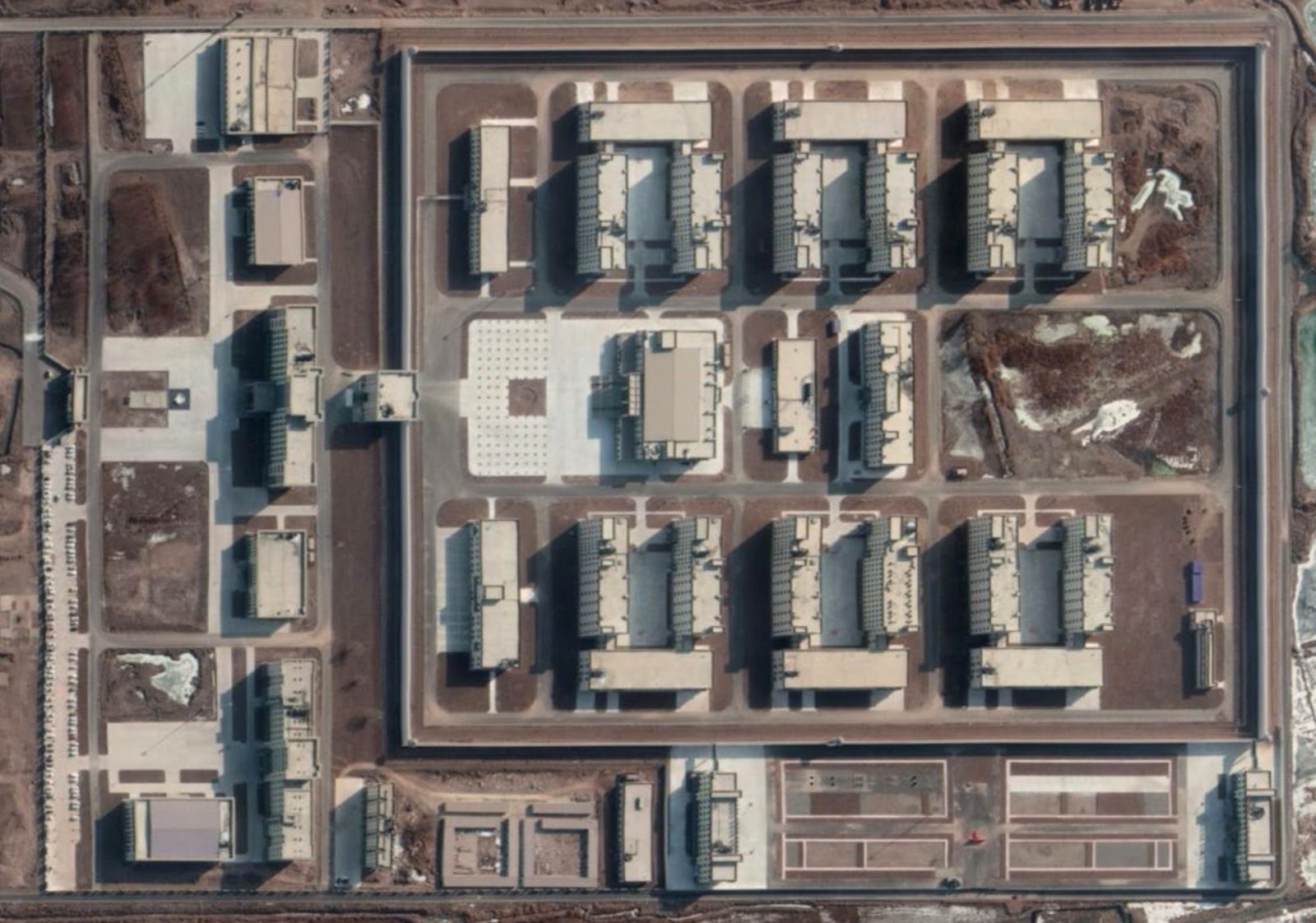 satellite image of a detention camp near kashgar, xinjiang