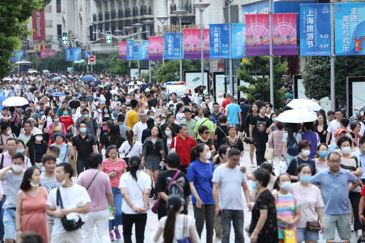 crowd in shanghai in september 2020