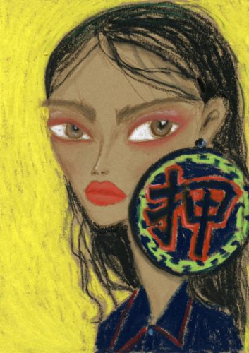 Girl With the Red Earring by fashion illustrator Yvan Deng