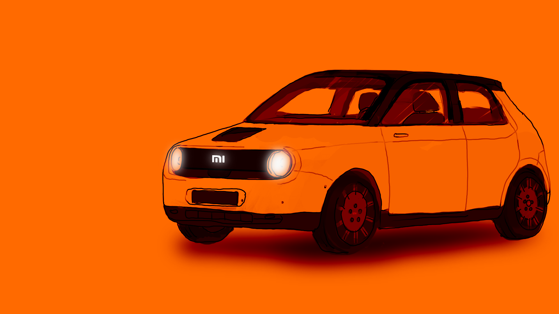 The Xiaomi electric car, as envisioned by artist Alex Santafé