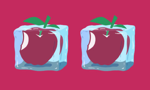 two frozen apples