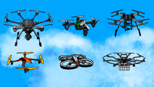 six different kinds of chinese drones, illustrated