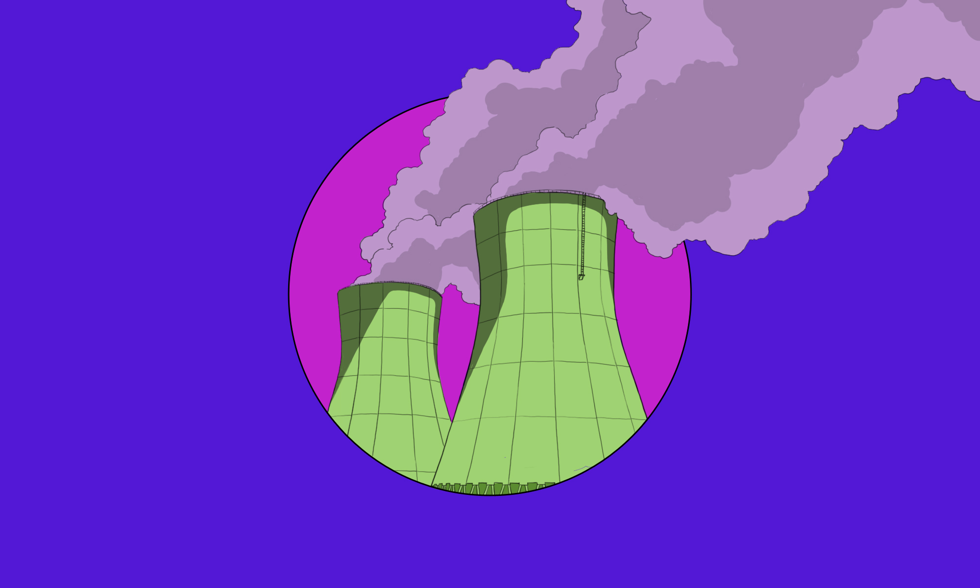 two nuclear power plant smokestacks