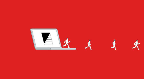 little people figures running out of a laptop