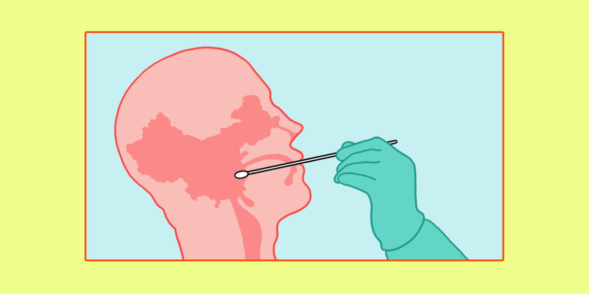 illustration of covid test and china