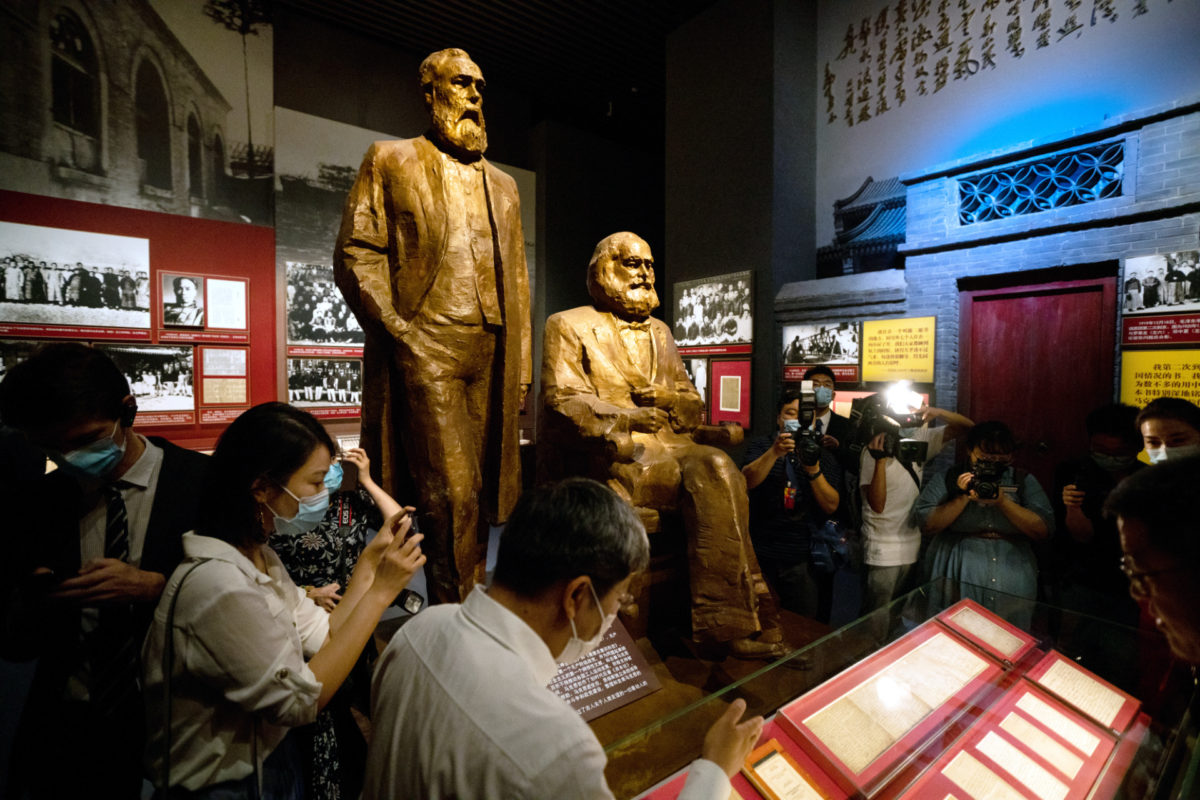 Statues of Karl Marx and Friedrich Engels in the Museum of the Communist Party of China