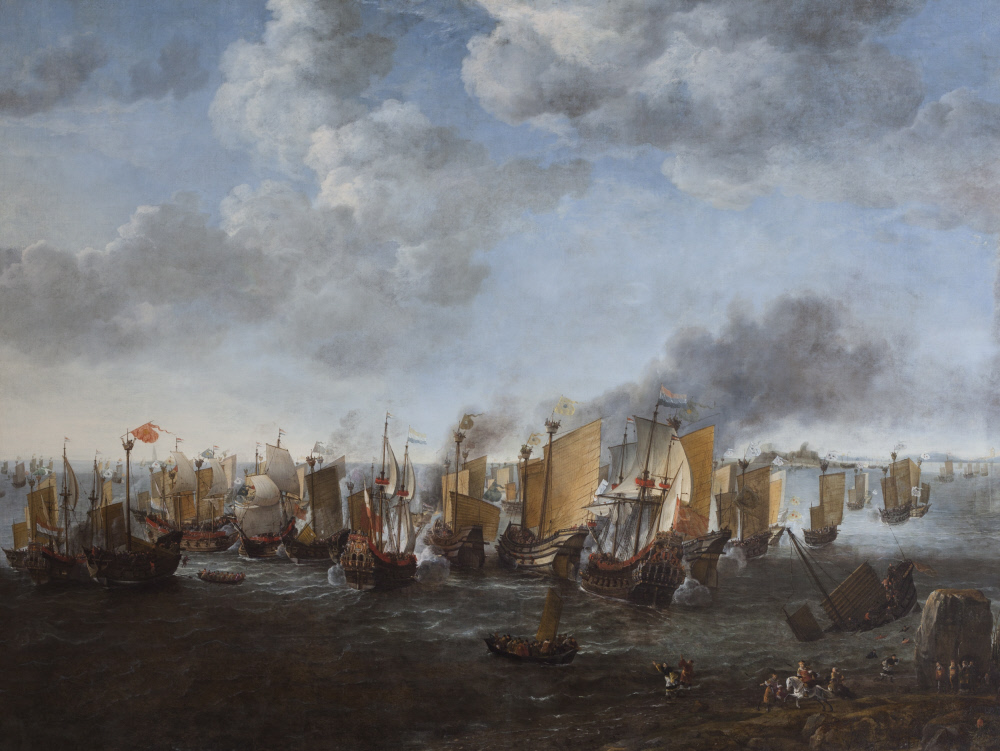 Battle of Liaoluo Bay - Oil painting on canvas, "A Battle between Dutch Ships and Chinese Junks, The Blockade of Amoy, 13 July 1633," by Simon de Vlieger